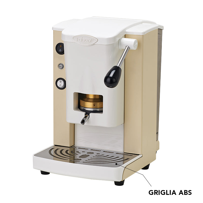 Faber Piccola Slot Basic Sabbia e Bianco Macchina caffè a cialde, pressacialda in ottone, serbatoio 1,5 L