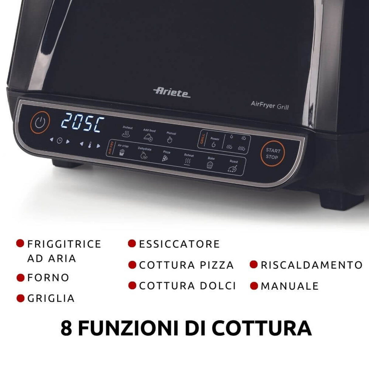Ariete Air Fryer Grill 4635/00 – Friggitrice ad Aria e Griglia 8 L 1700 W Nero
