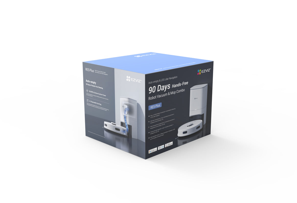 EZVIZ RE5 PLUS Robot Aspirapolvere e Lavapavimenti con Base Auto‐Svuotante