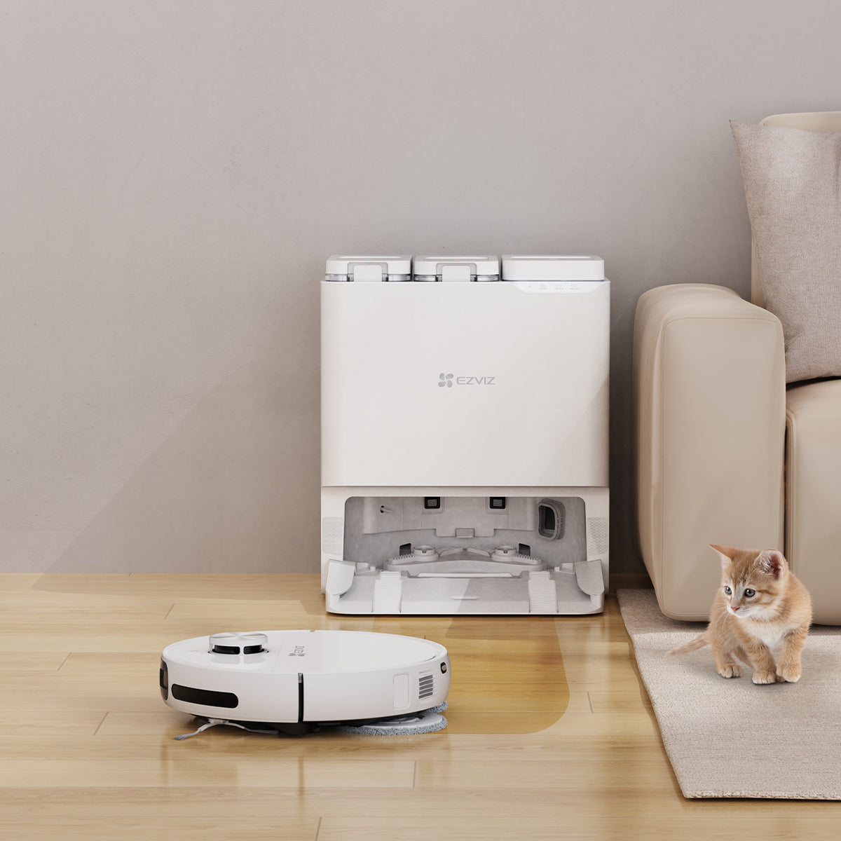 Robot aspirapolvere e lavapavimenti EZVIZ RS20 Pro con base automatica – 7200 Pa, mop auto-lavante e asciugante, 5200 mAh