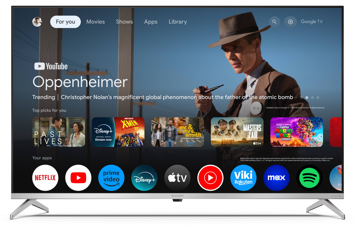 Smart TV QLED 43″ Sharp Aquos 43GP6265E – 4K Ultra HD, Google TV, HDMI 2.1