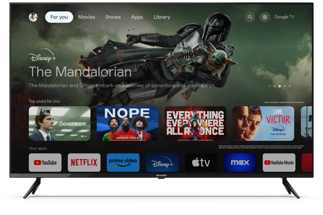 Smart TV 50" Sharp 50GL4060E 4K Google TV, Frameless, Dolby Vision & Atmos, HDR10, Wi‑Fi, eARC