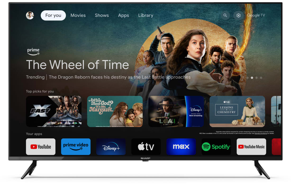 Smart TV 50" Sharp 50GL4060E 4K Google TV, Frameless, Dolby Vision & Atmos, HDR10, Wi‑Fi, eARC