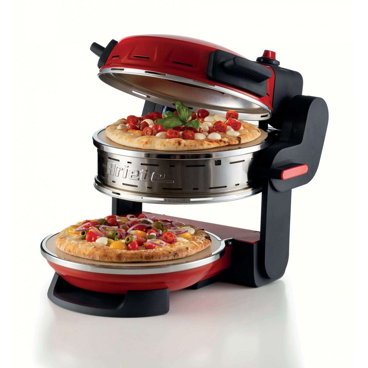 Forno elettrico doppio per pizza Ariete Pizzeria 0927/00 – 2300 W, pietra refrattaria 32 cm, rosso