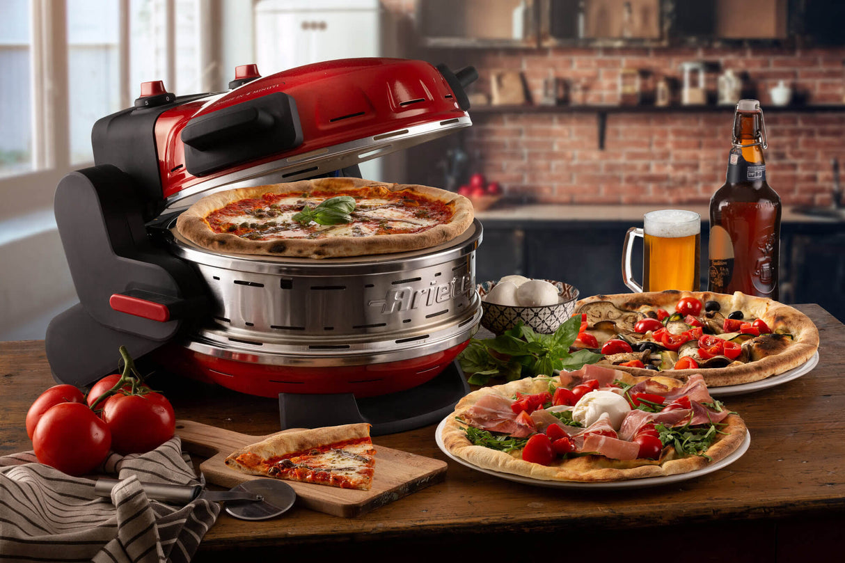 Forno elettrico doppio per pizza Ariete Pizzeria 0927/00 – 2300 W, pietra refrattaria 32 cm, rosso