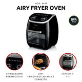 Ariete Airy Fryer Oven 4619 Friggitrice ad Aria e Forno Elettrico 11 L 2000 W con Girarrosto