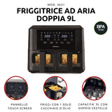 Ariete 4631/00 Friggitrice ad aria doppia 9 L, 2400 W, Touch, 11 programmi, Nero