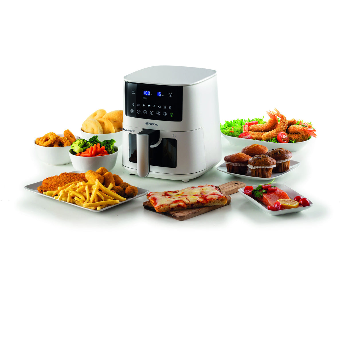 Friggitrice ad aria Ariete 4633/03 – 4 L, 1400 W, Touch, 9 programmi, Bianco
