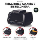 Ariete Air Fryer Grill 4635/00 – Friggitrice ad Aria e Griglia 8 L 1700 W Nero