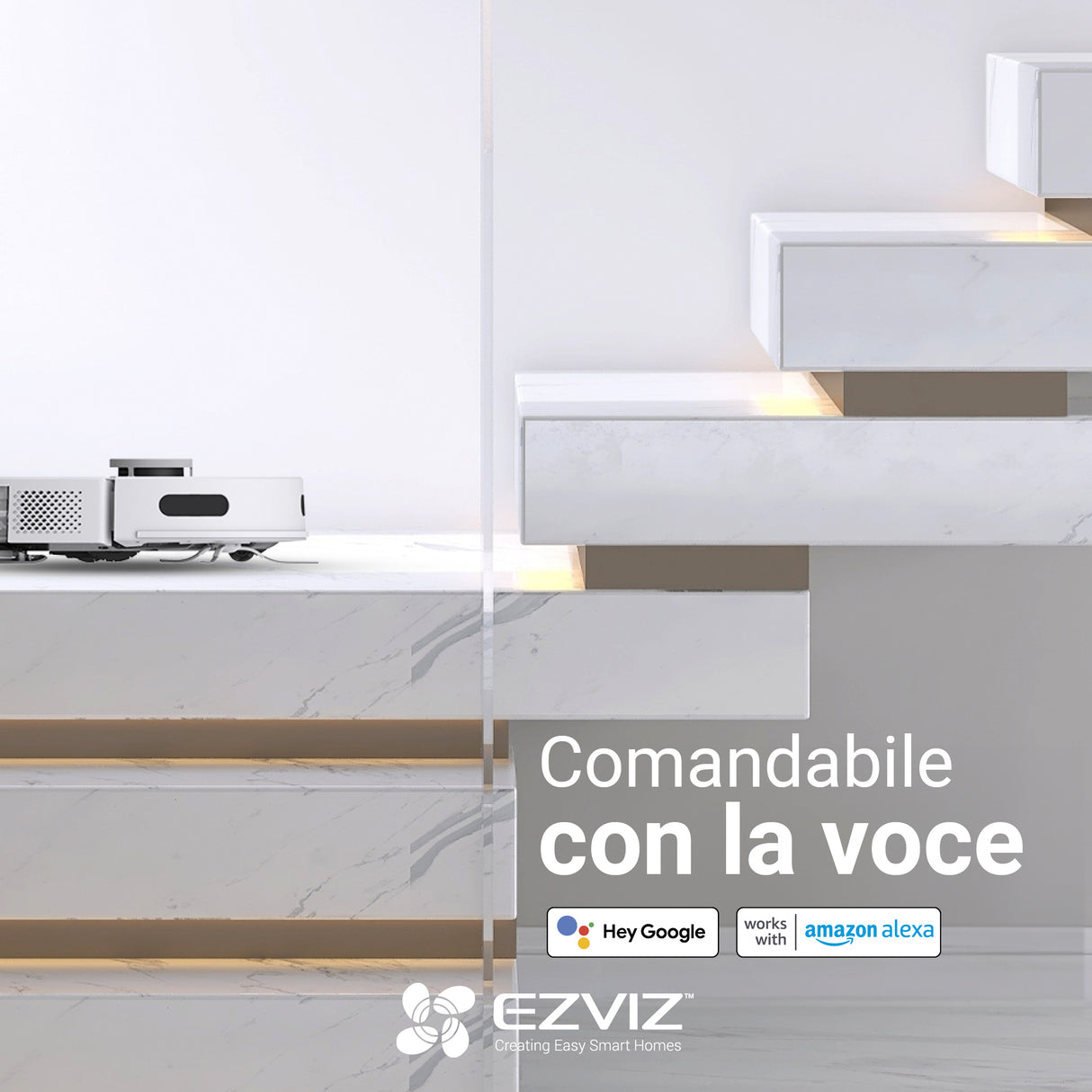 EZVIZ RE4 Plus Robot Aspirapolvere e Lavapavimenti con Base Autosvuotante 4000 Pa – Bianco